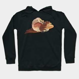 sleepy Velociraptor in brown Hoodie